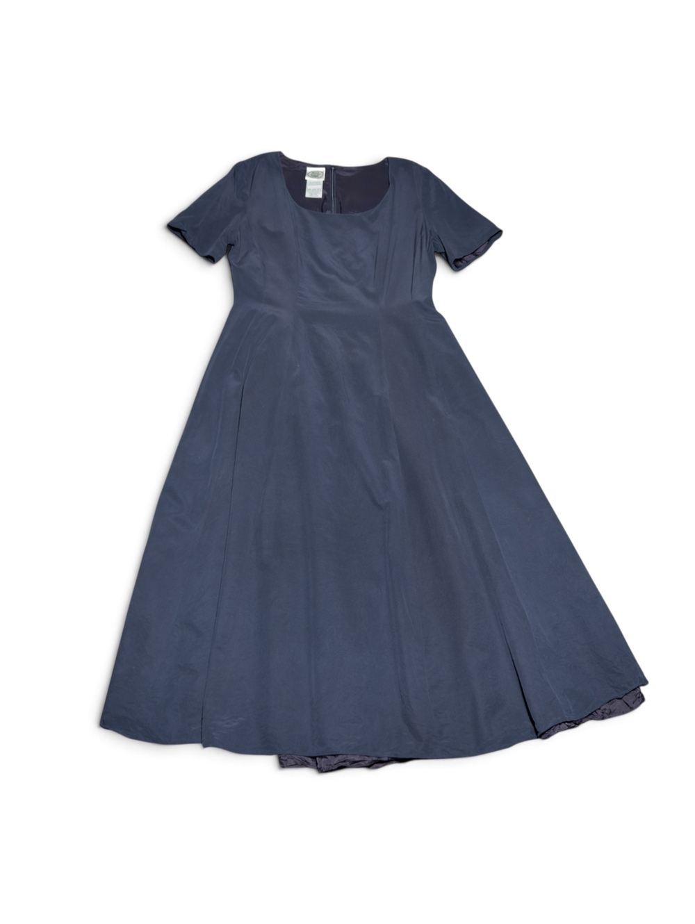 Vintage Laura Ashley Navy Blue Silk Fit & Flare Dress Size 12
